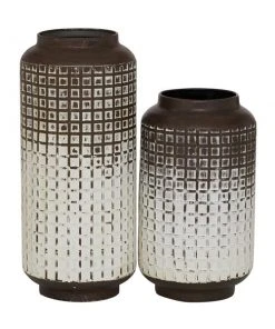 Grayson Lane Set of 2 6-in x 11-in Boho Style Vase - Black - Metal