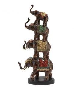 Grayson Lane Elephant Eclectic Sculpture - Brown Poly Stone - 18-in X 9-in