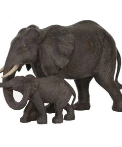 Grayson Lane Eclectic Elephant Sculpture - Dark Brown Resin - 9-in X 14-in