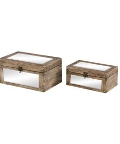 Grayson Lane Set of 2 12-in , 9-in Brown Natural Box Wood