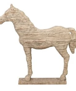 Grayson Lane Horse Vintage Sculpture - Beige Poly Stone - 19-in X 12-in