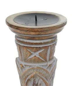 Grayson Lane 3-Candle Pillar Holder - 18-in, 15-in, 12-in - Light Brown Mango Wood -GRAYSON LANE shop 330858616 AlternateImage3 l