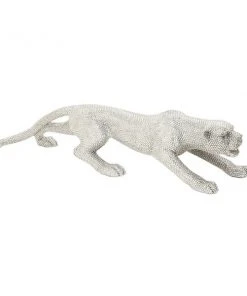 Grayson Lane Glam - Silver Poly Stone Leopard Sculpture - 11-in X 42-in