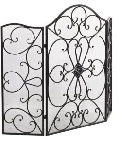 Grayson Lane Traditional Fireplace Screen - Black Metal - 36-in x 49-in