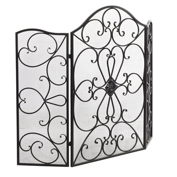 Grayson Lane Traditional Fireplace Screen - Black Metal - 36-in x 49-in 1 Grayson Lane Traditional Fireplace Screen - Black Metal - 36-in x 49-in