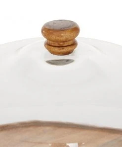 Grayson Lane 9-in x 13-in Natural Cake Stand with Cloche - Brown Wood and Glass -GRAYSON LANE shop 330858630 AlternateImage3 l