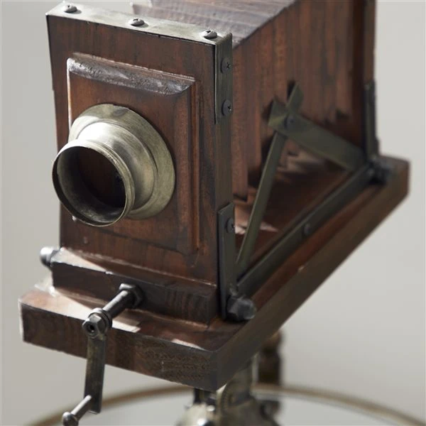 Grayson Lane Vintage Camera Sculpture - Brown Wood - 17-in X 11-in 3 Grayson Lane Vintage Camera Sculpture - Brown Wood - 17-in X 11-in - Image 3