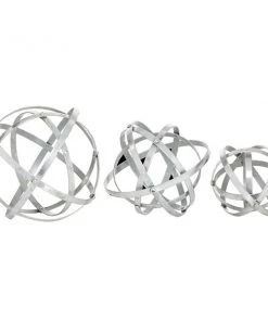 Grayson Lane Set of 3 6-in , 8-in , 10-in Silver Modern Orbs Balls Sculpture - Metal