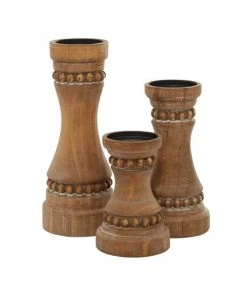 Grayson Lane 1 Candle Brown Wood Pillar Candle Holder - Set of 3 9 Grayson Lane 1 Candle Brown Wood Pillar Candle Holder - Set of 3 -GRAYSON LANE shop 330858639 AlternateImage5 l