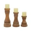 Grayson Lane 1 Candle Brown Wood Pillar Candle Holder - Set of 3