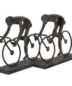 Grayson Lane 8-in x 16-in Sculpture Bronze Polystone Cyclists