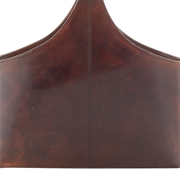 Grayson Lane 14-in x 16-in x 8-in Rustic Magazine Rack Holder - Brown Leather 3 Grayson Lane 14-in x 16-in x 8-in Rustic Magazine Rack Holder - Brown Leather - Image 3