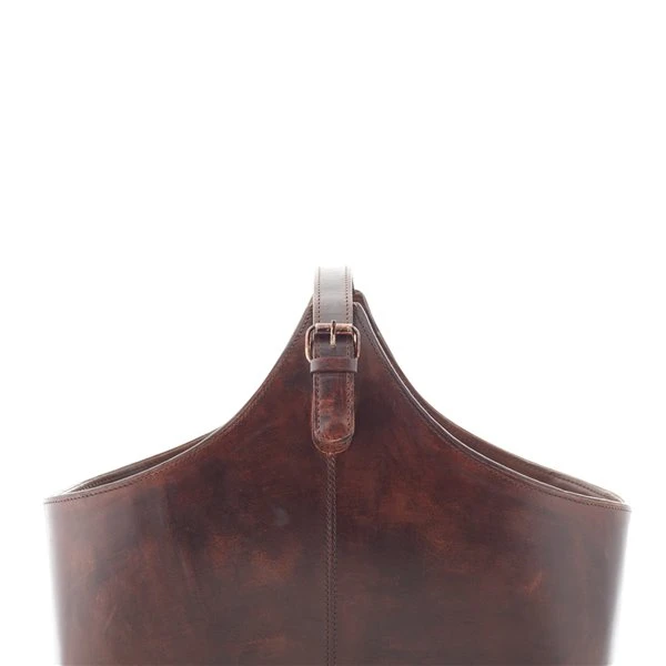 Grayson Lane 14-in x 16-in x 8-in Rustic Magazine Rack Holder - Brown Leather 4 Grayson Lane 14-in x 16-in x 8-in Rustic Magazine Rack Holder - Brown Leather - Image 4