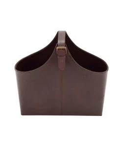 Grayson Lane 14-in x 16-in x 8-in Rustic Magazine Rack Holder - Brown Leather