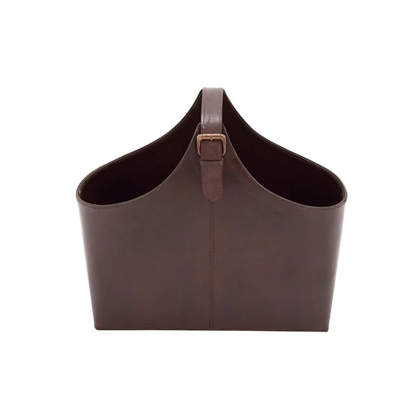 Grayson Lane 14-in x 16-in x 8-in Rustic Magazine Rack Holder - Brown Leather 1 Grayson Lane 14-in x 16-in x 8-in Rustic Magazine Rack Holder - Brown Leather