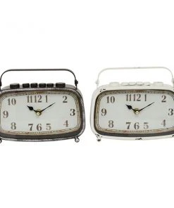 Grayson Lane Brown Analogue Rectangle Tabletop Standard Clock - Set of 2