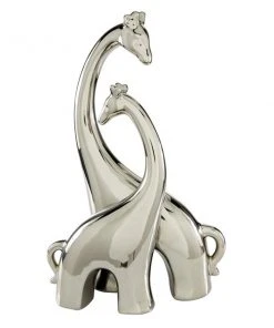 Grayson Lane 15-in x 11-in Contemporary Sculpture Silver Ceramic Giraffe
