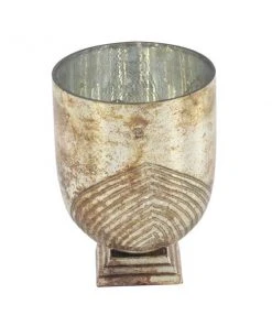 Grayson Lane 1 Candle Gold Glass Pillar Rustic Candle Holder