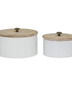 Grayson Lane Natural Decorative Jar White Metal - Set of 2