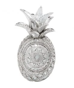 Grayson Lane 12-in x 6-in Glam Silver Polystone Pineapple Sculpture