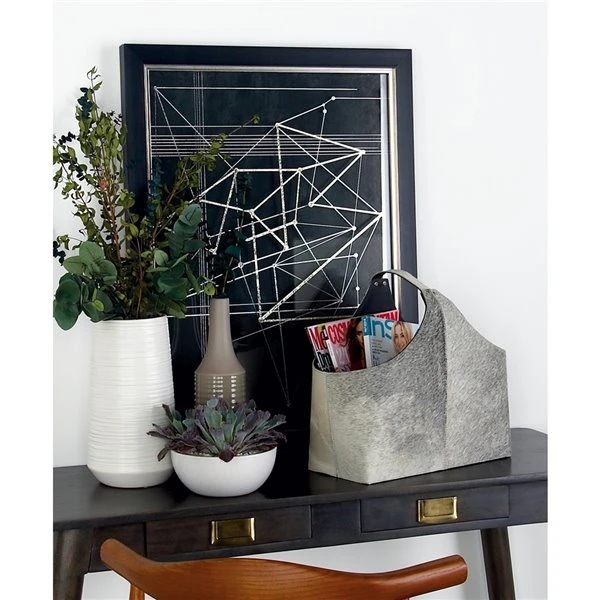 Grayson Lane 15-in x 17-in x 5-in Modern Magazine Rack Holder White Leather 2 Grayson Lane 15-in x 17-in x 5-in Modern Magazine Rack Holder White Leather - Image 2