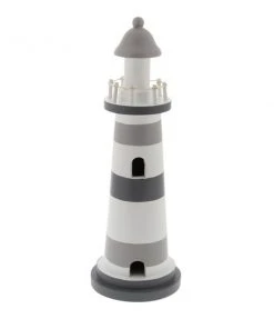Grayson Lane 13-in x 4-in Coastal Sculpture Grey Wood Lighthouse