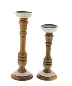 Grayson Lane 2 Candle Brown Wood Pillar Contemporary Candle Holder - Set of 2 -GRAYSON LANE shop 330858700 AlternateImage5 l