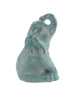 Grayson Lane 13-in x 7-in Vintage Sculpture Green Paper Mache Elephant