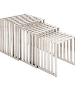 Grayson Lane 3-Piece Silver Stainless Steel Accent Table Set