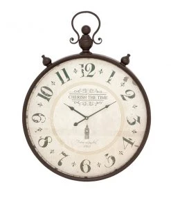 Grayson Lane White and Brown Analogue Round Wall Standard Clock