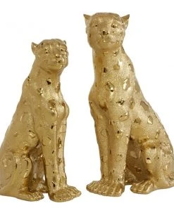 Grayson Lane Gold Glam Leopard Sculpture Porcelain - Set of 2
