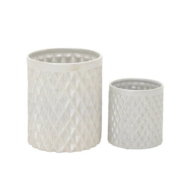 Grayson Lane Modern Decorative Jar Cream stoneware - Set of 2 5 Grayson Lane Modern Decorative Jar Cream stoneware - Set of 2 - Image 5