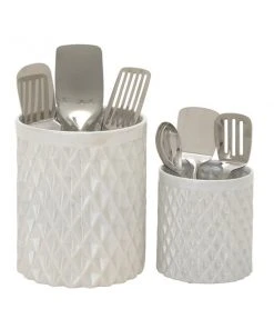 Grayson Lane Modern Decorative Jar Cream stoneware - Set of 2