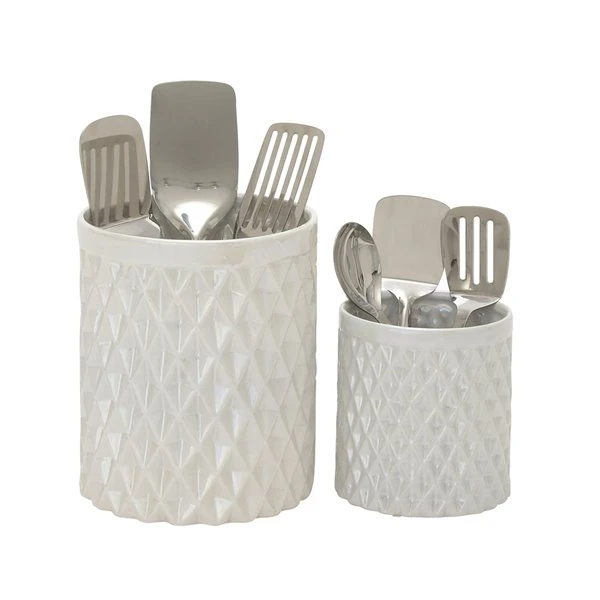 Grayson Lane Modern Decorative Jar Cream stoneware - Set of 2 1 Grayson Lane Modern Decorative Jar Cream stoneware - Set of 2