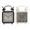 Grayson Lane Black and White Analogue Square Tabletop Standard Clock - Set of 2
