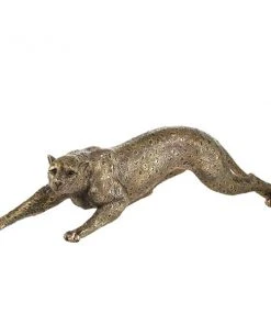 Grayson Lane 5-in x 20-in Contemporary Sculpture Gold Polystone Leopard