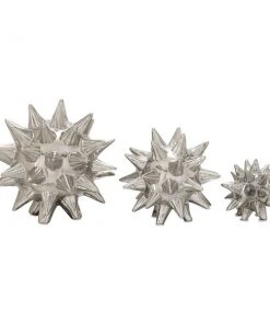 Grayson Lane Silver Glam Geometric Sculpture Porcelain - Set of 3