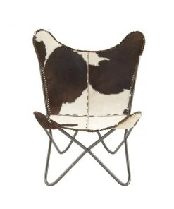 Grayson Lane Rustic Dark Brown and Cream Butterfly Chair