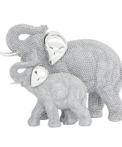 Grayson Lane 7-in x 9-in Glam Sculpture Silver Polystone Elephant