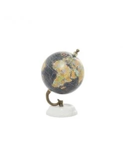 Grayson Lane 7-in x 5-in Modern Globe - Black Marble and Metal