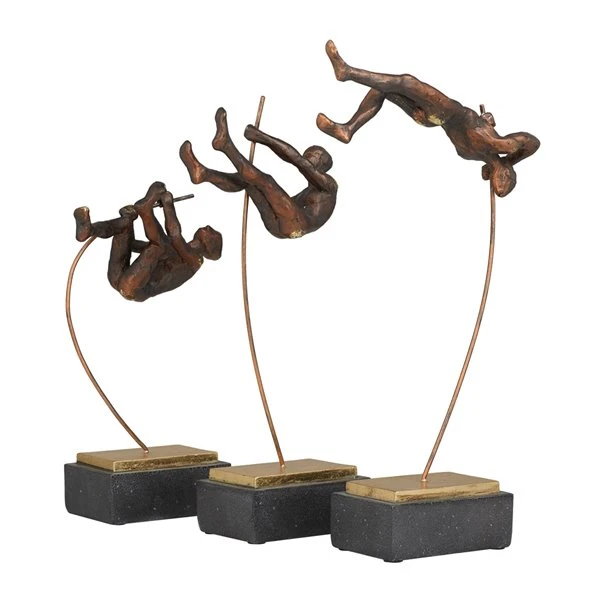 Grayson Lane 17-in x 7-in Contemporary Sculptures Bronze Polystone - Set of 3 3 Grayson Lane 17-in x 7-in Contemporary Sculptures Bronze Polystone - Set of 3 - Image 3