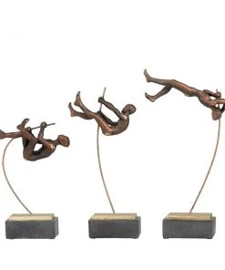Grayson Lane 17-in x 7-in Contemporary Sculptures Bronze Polystone - Set of 3