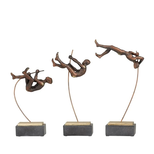 Grayson Lane 17-in x 7-in Contemporary Sculptures Bronze Polystone - Set of 3 1 Grayson Lane 17-in x 7-in Contemporary Sculptures Bronze Polystone - Set of 3