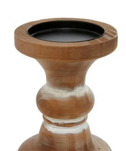 Grayson Lane 1 Candle Brown Wood Pillar Farmhouse Candle Holder - Set of 3 -GRAYSON LANE shop 330858785 AlternateImage3 l