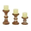Grayson Lane 1 Candle Brown Wood Pillar Farmhouse Candle Holder - Set of 3