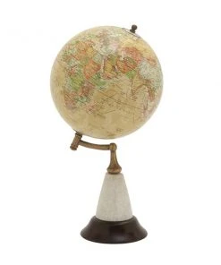 Grayson Lane 16-in x 8-in Contemporary Globe Yellow Marble and Metal