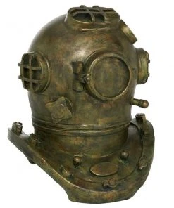 Grayson Lane 16-in x 13-in Coastal Decorative Antique Diving Helmet Gold Polystone