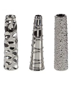 Grayson Lane 12-in x 3-in Glam Vase in Silver Ceramic - Set of 3 -GRAYSON LANE shop 330858801 AlternateImage4 l