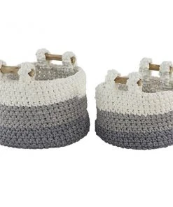 Grayson Lane Bohemian Grey Polyester Storage Basket - Set of 2