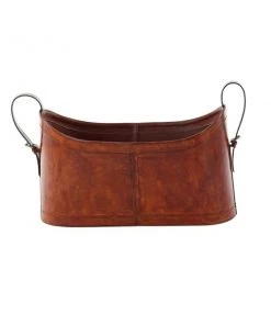 Grayson Lane 12-in x 21-in x 9-in Rustic Magazine Rack Holder - Brown Leather